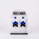 Chevron School Spirit Dangles - White/Blue/Black