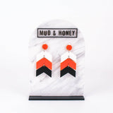 Chevron School Spirit Dangles - White/Orange/Black