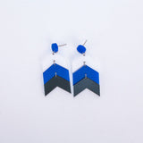 Chevron School Spirit Dangles - White/Blue/Black