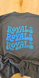 Royal Wave Puff Glitter Crew Neck Sweatshirt