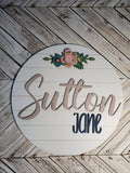 Custom name sign, flower detail, nursery decor