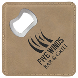 4in x 4in Square Leatherette Bottle Opener Coaster