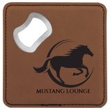 4in x 4in Square Leatherette Bottle Opener Coaster