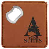 4in x 4in Square Leatherette Bottle Opener Coaster