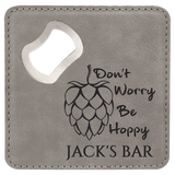 4in x 4in Square Leatherette Bottle Opener Coaster