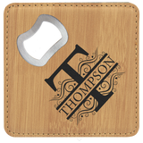 4in x 4in Square Leatherette Bottle Opener Coaster