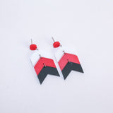 Chevron School Spirit Dangles - White/Red/Black