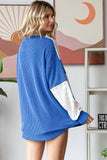 Color Block Half Button Pullover Top