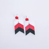 Chevron School Spirit Dangles - White/Red/Black