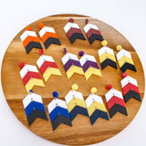 Chevron School Spirit Dangles - White/Red/Black