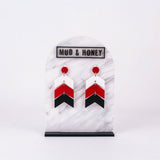 Chevron School Spirit Dangles - White/Red/Black