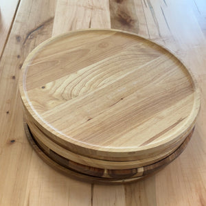 Round wood serving tray