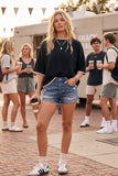 Gameday Contrast Trim Oversized Sweater Top