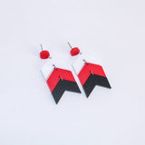 Chevron School Spirit Dangles - White/Red/Black
