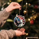 Trump with Raised Fist Stained Glass Christmas Ornament