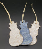Snowman Shaped Handmade in Ohio, Stoneware Ceramic Ornaments