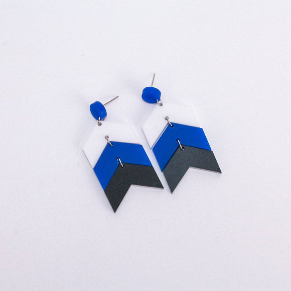 Chevron School Spirit Dangles - White/Blue/Black