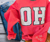 OH sequin embroidered crew neck