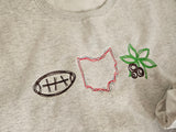 Embroidered fun football Ohio crewneck