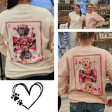 King or Queen of Hearts animal royalty crew necks