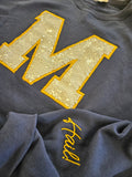 Michigan sequin embroidered crew neck