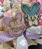 Custom Easter Basket tags, Boy bunny, girl bunny