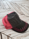 Red and black hat available for customization from Beyond Laser Creations