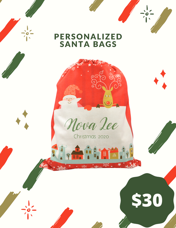 Personalized Santa  and Reindeer Bag